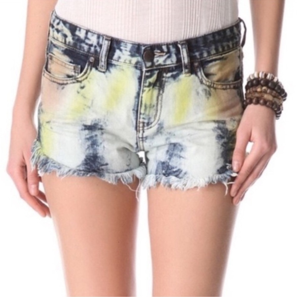 Free people tie dye cut off jean shorts